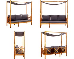 vidaXL Tuinbank met luifel massief acaciahout - Bankje - Bankjes - Bank - Banken