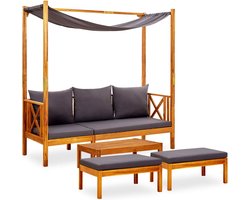 vidaXL - Tuinbank - met - tafel - en - voetenbanken - massief - acaciahout