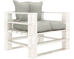 vidaXL - Tuinbank - met - taupe - kussens - pallet - hout