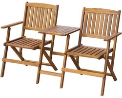 vidaXL - Tuinbank - met - theetafel - inklapbaar - 140 - cm - massief - acaciahout