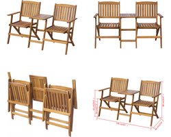 vidaXL Tuinbank met theetafel inklapbaar 140 cm massief acaciahout - Inklapbare Tuinbank - Inklapbare Tuinbanken - Tuinbank Met Tafel - Tuinbanken Met Tafel