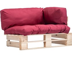 vidaXL - Tuinbank - pallet - met - rode - kussens - grenenhout