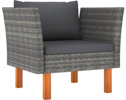 vidaXL - Tuinbank - poly - rattan - en - massief - eucalyptushout