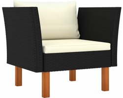 vidaXL - Tuinbank - poly - rattan - en - massief - eucalyptushout