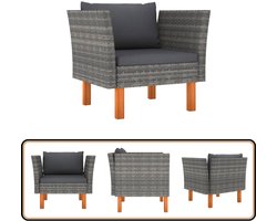vidaXL Tuinbank - Poly Rattan - Massief Hout - Grijs Tuinbank - Lounge Set - Buitentijd - Relaxen - Terras Meubilair