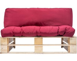 vidaXL Tuinbank - Rode kussens - Grenenhout Tuinbank - Lounge Bank - Pallet Bank - Buitentijdbank - Tuinset - Balkon Meubilair - Relaxstoel