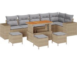 vidaXL - Tuinbank - Set - 10 - st - Beige - poly - rattan