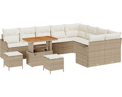 vidaXL - Tuinbank - Set - 12 - pcs - Beige - poly - rattan