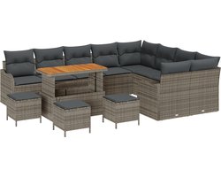 vidaXL - Tuinbank - Set - 13 - pcs - Grijs - poly - rattan