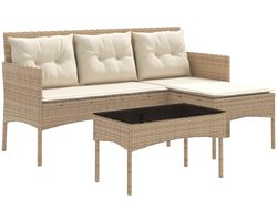 vidaXL - Tuinbank - Set - 2 - st - poly - rattan