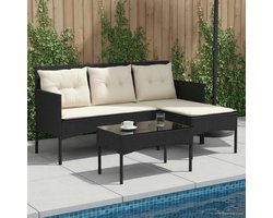 vidaXL - Tuinbank - Set - 2 - st - Zwart - en - Crème - poly - rattan