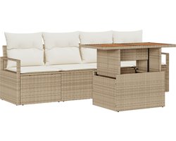 vidaXL - Tuinbank - Set - 5 - pcs - beige - en - crèmekleurig - 100 - x - 55 - x - 73 - cm