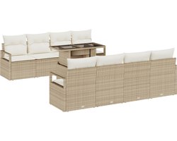 vidaXL - Tuinbank - Set - 9 - st - Beige - Poly - rattan