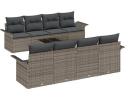 vidaXL - Tuinbank - Set - 9 - st - Grijs - poly - rattan