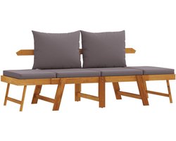 vidaXL Tuinbank - Tuinbanken - Buitenbank - Tuinbank - Tuinbank met kussens 2-in-1 massief acaciahout