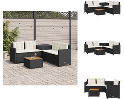 vidaXL Tuinbank - Tuinbanken - Tuinmeubel - Loungebank Tuin - Tuinbank met tafel en kussens L-vormig poly rattan zwart
