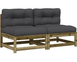 vidaXL Tuinbank - Tuinbanken - Tuinmeubel - Loungestoel Tuin - Tuinbanken 2 st zonder armleuningen met kussens grenenhout