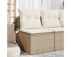 vidaXL - Tuinbank - zonder - armleuning - met - kussens - poly - rattan - beige