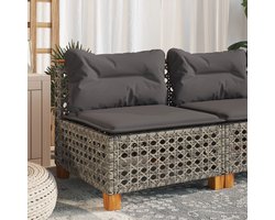vidaXL - Tuinbank - zonder - armleuning - met - kussens - poly - rattan - grijs