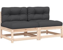 vidaXL - Tuinbanken - 2 - st - zonder - armleuningen - met - kussens - grenenhout