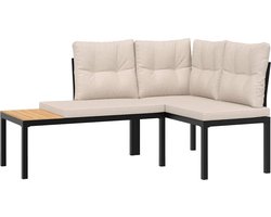 vidaXL - Tuinbanken - met - kussens - 2 - st - gepoedercoat - staal - zwart