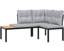 vidaXL Tuinbanken met Kussens - Set van 2 - Staal Tuinbank - Buitenmeubels - Lounge Set - Tuinset - Balkon Meubel