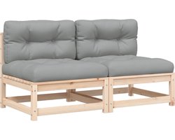 vidaXL Tuinbanken zonder armleuningen met kussens Tuinbank - Grenenhout - Lounge Set - Outdoor Furniture - Balkonset