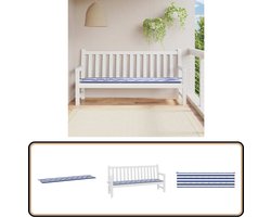 vidaXL Tuinbankkussen gestreept - 200x50x3 cm - Blauw/Wit Tuinbankkussen - Tuinkussen - Buitendecoratie - Outdoordecoratie - Lounge Set