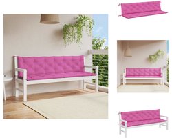 vidaXL Tuinbankkussen - Tuinbankkussens - Tuinbank Kussen - Buitenbankkussen - Tuinbankkussens 2 st 200x50x7 cm stof roze