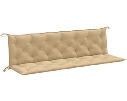 vidaXL - Tuinbankkussens - 2 - st - 200x50x7 - cm - stof - gemêleerd - beige