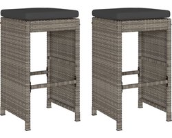 vidaXL Tuinbarkrukken - 2 stuks - Poly Rattan - Grijs Tuinset - Tuintafels - Lounge Stoel - Buitendecoratie - Garden Furniture