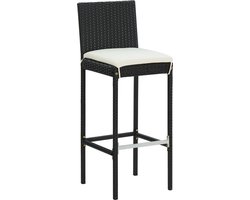 vidaXL Tuinbarkrukken met kussens - Set van 2 Tuinbank - Barkruk - Outdoor Meubilair - Tuinset - Polyrattan Stoel