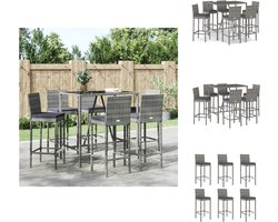 vidaXL Tuinbarset - Tuinbarsets - Bartafelset - Bartafel En Kruk - 7-delige Tuinbarset met kussens poly rattan grijs