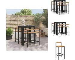 vidaXL Tuinbarset - Tuinbarsets - Bartafelset - Bartafel En Stoel - 5-delige Tuinbarset poly rattan en massief acaciahout zwart
