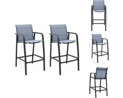 vidaXL Tuinbarstoel - Tuinbarstoelen - Buitenbarstoel - Buitenbarstoelen - Tuinbarstoelen 2 st textileen grijs