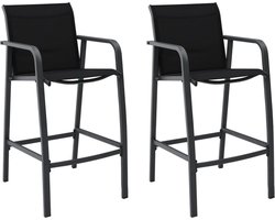 vidaXL Tuinbarstoelen 2 st textileen zwart - Tuinbarstoel - Tuinbarstoelen - Buitenbarstoel - Buitenbarstoelen