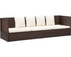 vidaXL - Tuinbed - met - kussens - poly - rattan - bruin