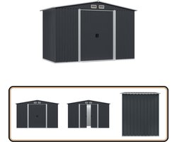 vidaXL Tuinberging 257x205x178 cm staal antraciet Metalen Berging - Tuinberging - Opslagruimte - Garage - Buitenschuur