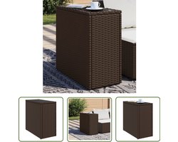 vidaXL Tuinbijzettafel - Tuintafels - Tuinbijzettafel met glazen blad 58x27,5x55 cm poly rattan bruin - Buitentafel - Patioset - Garden Furniture