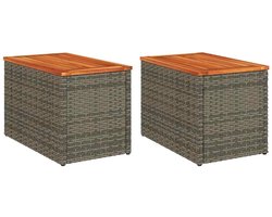 vidaXL Tuinbijzettafels - Set van 2 - PE-rattan en Hout Tuinbijzettafel - Tuinbijzettafels - Bijzettafel Voor Buiten - Bijzettafel Voor In De Tuin