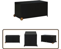 vidaXL Tuinbox - 120x65x61 cm - Zwart - Poly Rattan Opbergbox - Tuinkast - Kussenbox - Buitenschrijnwerk - Tuinmeubilair
