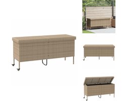 vidaXL - Tuinbox - met - wielen - 160x55x75 - cm - poly - rattan - beige