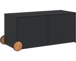 vidaXL - Tuinbox - met - wielen - 283 - L - poly - rattan - zwart