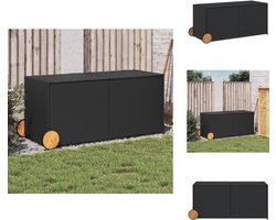 vidaXL Tuinbox - Tuinboxen - Opbergbox - Opbergbox Tuin - Tuinbox met wielen 283 L poly rattan zwart
