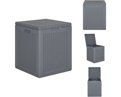 vidaXL Tuinbox - Tuinboxen - Opbergbox - Tuinopbergbox - Tuinbox 90 L PP rattan grijs