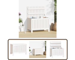 vidaXL Tuinbox wit massief grenenhout 76x42,5x54cm Tuinbox - Hout Tuinbox - Grenenhouten Tuinbox - Buitenschrank - Opbergkast Buiten