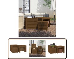 vidaXL Tuinboxset - 3-delig - Massief Grenenhout Tuin Box Set - Houten Opbergbox - Buitenkast - Grenoble Hout - Tuinset