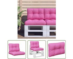vidaXL Tuincushions - Palletkussens - Palletkussens 2 st stof roze - Outdoor Cushions - Lounge Cushion - Zitkussens