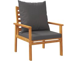 vidaXL Tuinfauteuil 2 st met kussen massief acaciahout, tuin stoel, loungestoel tuin, kampeerstoel, terrasstoel, loungestoel, lounge stoel buiten