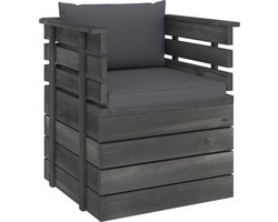 vidaXL Tuinfauteuil - Grenenhout - Inclusief Kussens Tuinfauteuil - Lounge Stoel - Buiten Meubilair - Paletten Stijl - Grenenhout